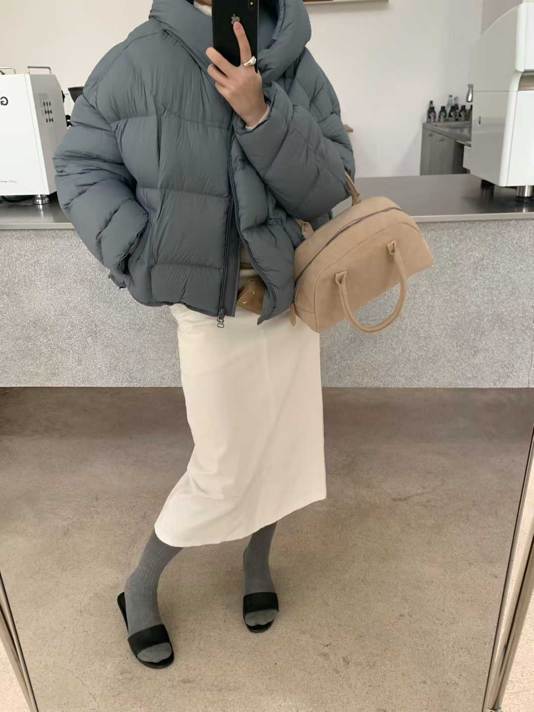 HELLO 短款连帽羽绒服 90鸭绒