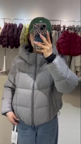 大牛 短款90%白鸭绒160g羽绒服 浅灰色连帽外套