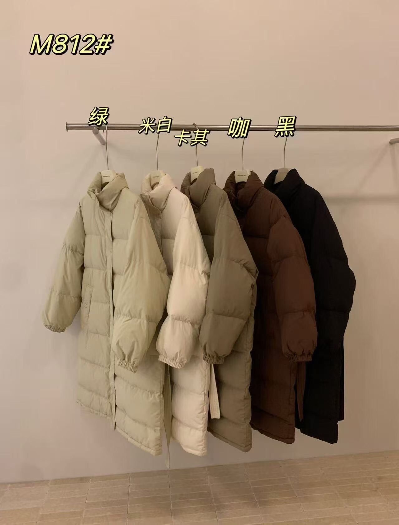 HELLO 长款50%鸭绒羽绒服 M812# 绿色/米白/卡其/咖色
